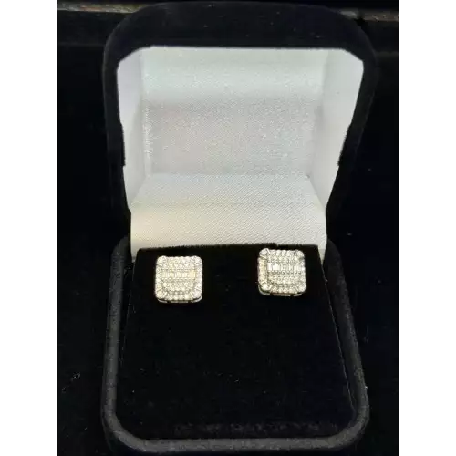 0.22 Ctw Moissanite Stud Square Earrings with Halos 3.2g 