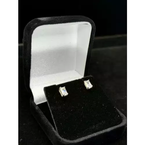 0.9 Ctw 925 Silver Moissanite Rectangle Stud Earrings 