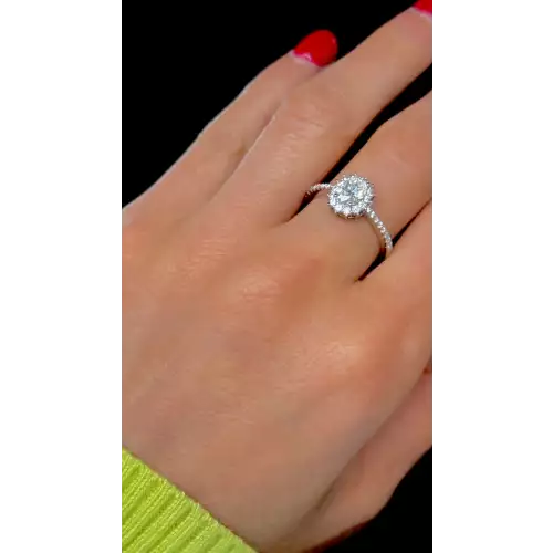 1.11 Ctw Ov Halo Mois S7 925 Silver Ring