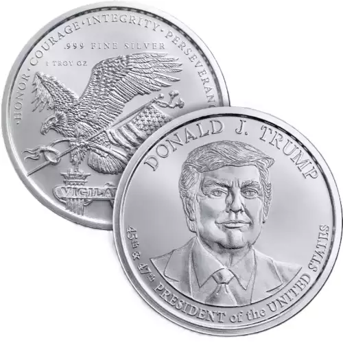 1 oz 45th & 47th President Donald J. Trump BU Silver Round