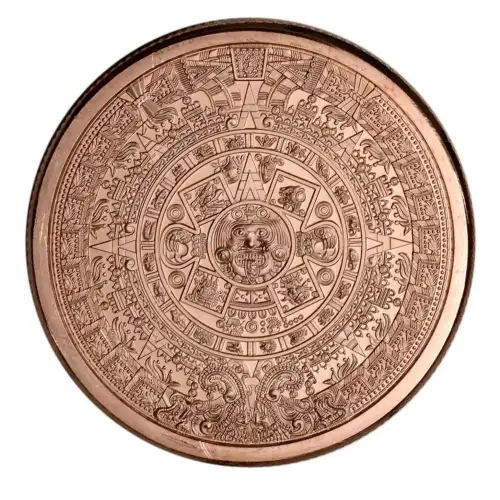 1 oz Copper Aztec Calendar Authentic (2)