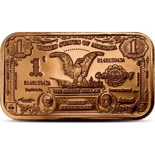 1 Oz Copper Bar $1 Banknote