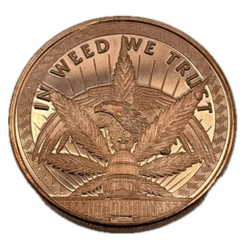 1 oz copper In weed we trust/ caduceus (2)