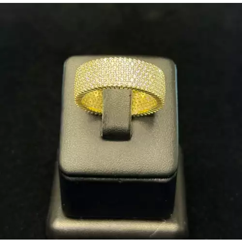 14KY Plated 925 Silver 7 Row Cubic Zirconia Stones Eternity Ring 6.9g  S 12.5