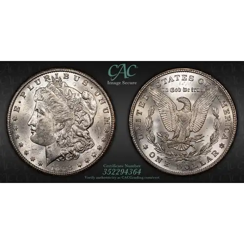 1898 $1 MORGAN SILVER DOLLAR CAC MS61