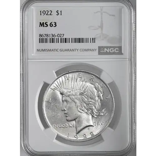 1922 1oz $1 - Silver Eagle - NGC - MS63