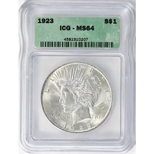 1923 ICG MS64 $1 PEACE