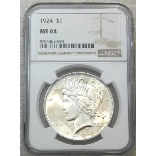 1924 Silver Peace Dollar $1 - MS64 - NGC