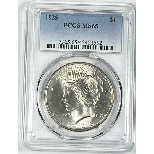 1925 S$1 Silver Peace Dollar PCGS MS65