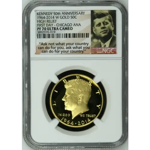 1964-2014 W HIGH RELIEF FIRST DAY - CHICAGO ANA KENNEDY 50th ANNIVERSARY ULTRA CAMEO (2)
