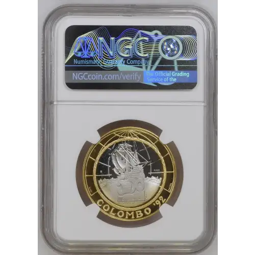1992 32g Discovery of America 500th Anniv. - Pt-Au Medal ULTRA CAMEO (3)