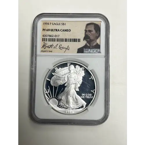 1994 P Eagle S$1 PF69UC NGC Wyatt S. Earp Label