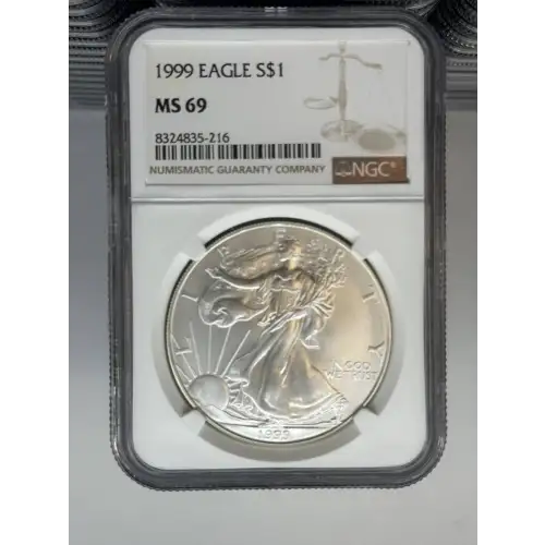 1995 1 oz Silver Eagle  NGC MS69 (LABEL MAY VARY) (5)