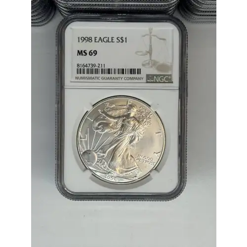 1995 1 oz Silver Eagle  NGC MS69 (LABEL MAY VARY) (4)