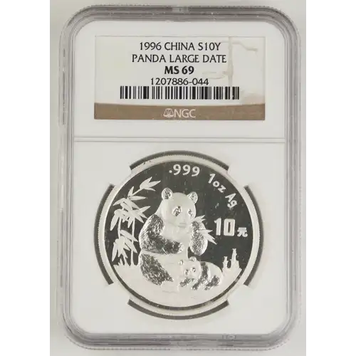 1996 China S10Y - Panda Large Date - MS 69- NGC