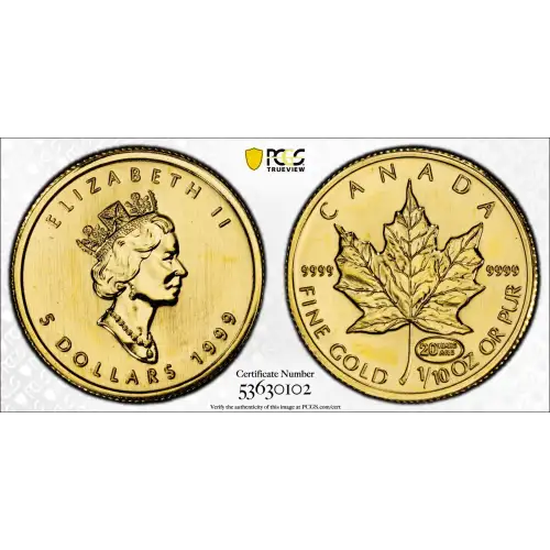 1999 $5 Maple Leaf Au 20 Years ANS Privy (2)