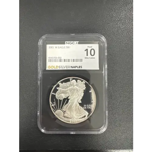 2001 W S$1 SILVER EAGLE PF10/70 NGC