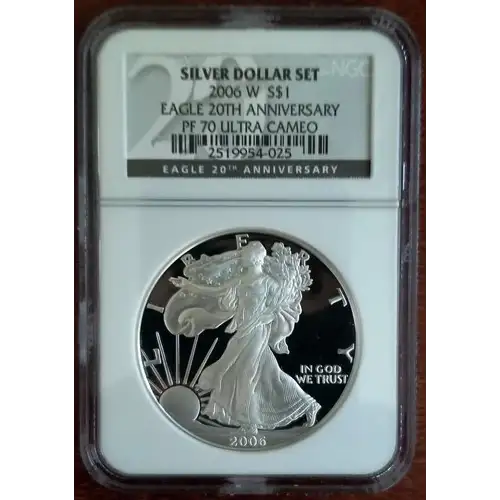 2006 W 20TH ANNIVERSARY SILVER DOLLAR SET OFFICIAL US MINT SET ULTRA CAMEO