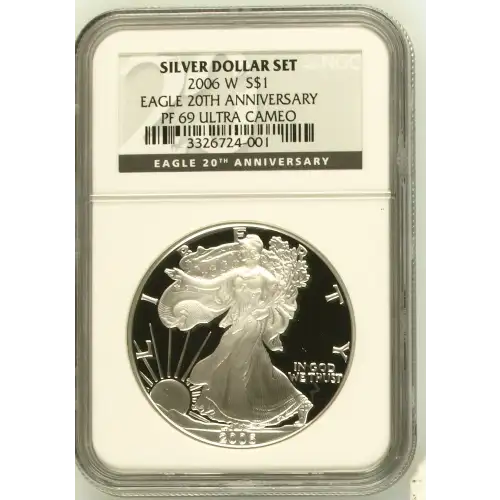 2006 W 20TH ANNIVERSARY SILVER DOLLAR SET OFFICIAL US MINT SET ULTRA CAMEO (2)