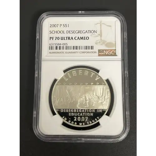 2007 P $1 Silver School Desegregation PF70UC NGC