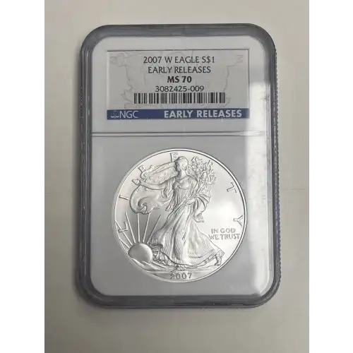 2007 W Eagle S$1 MS70 Early Releases White/Blue NGC