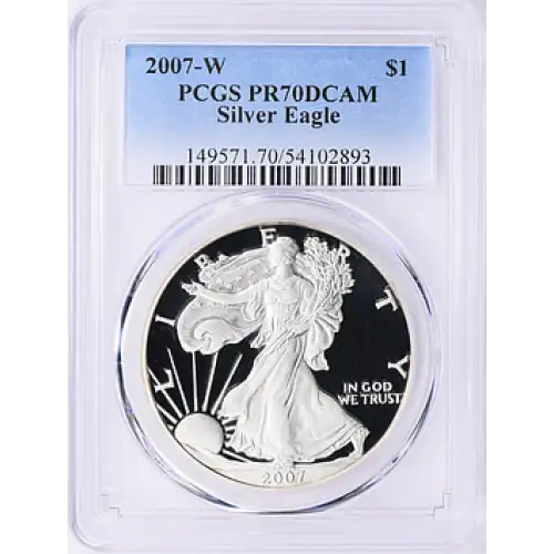 2007 - W - PCGS - PR70DCAM- $1 Silver Eagle
[B-9] (3)