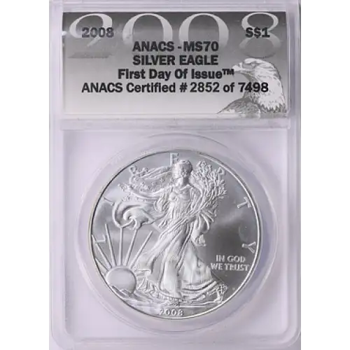 2008 - P - ANACS - MS70 - $1 Silver Eagle