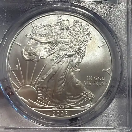 2009 $1 Silver Eagle Mercanti Flag Signature