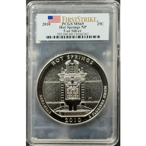 2010 25C Hot Springs NP 5 oz Silver - First Strike, DMPL