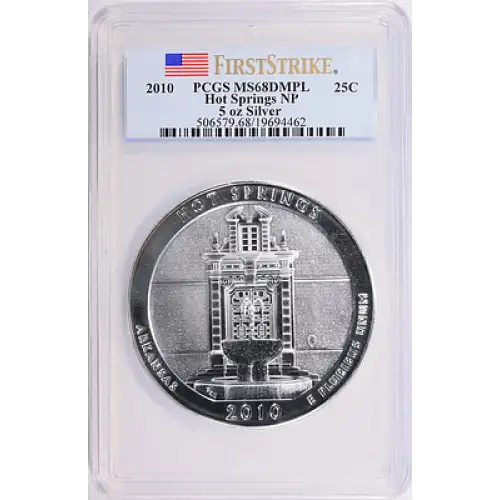 2010 25C Hot Springs NP 5 oz Silver - First Strike, DMPL