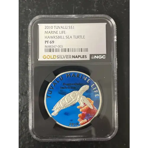 2010 - Tuvalu - NGC - PF69 - $1 Marine Life Turtle