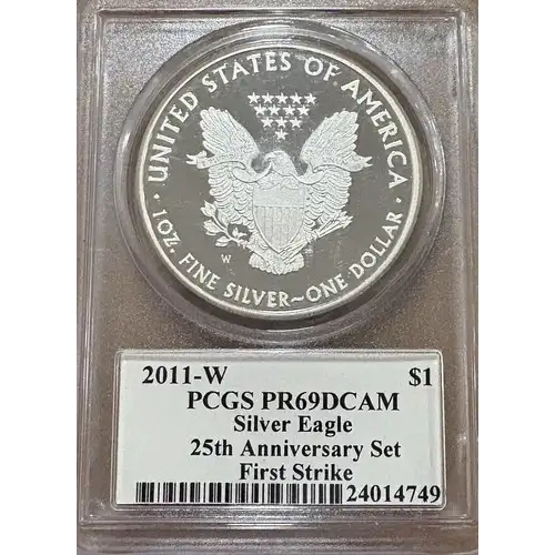 2011-W $1 Silver Eagle 25th Anniversary Set First Strike Torch, DCAM