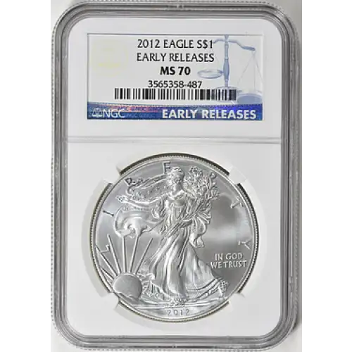 2012 1 oz Silver Eagle  S$1 NGC MS70