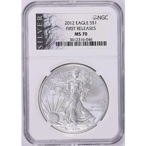 2012 1 oz Silver Eagle  S$1 NGC MS70
[B-5] (2)