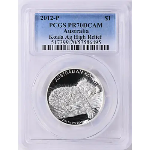 2012 - P - PCGS - PR70DCAM - $1 Koala Ag High Relief Dome [B-2]