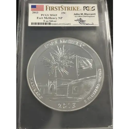 2013 25C Fort McHenry NP 5 oz Silver - First Strike Mercanti Signature