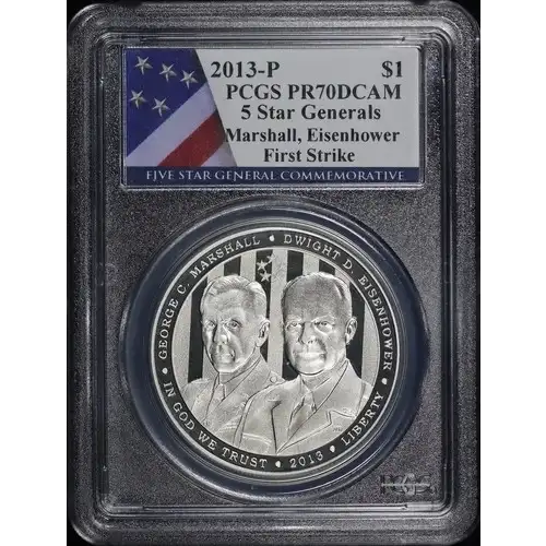 2013-P $1 5 Star Generals Marshall, Eisenhower - First Strike, DCAM