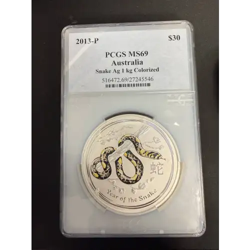 2013-P $30 Year of the Snake 1kg Ag Colorized Gemstone Eye