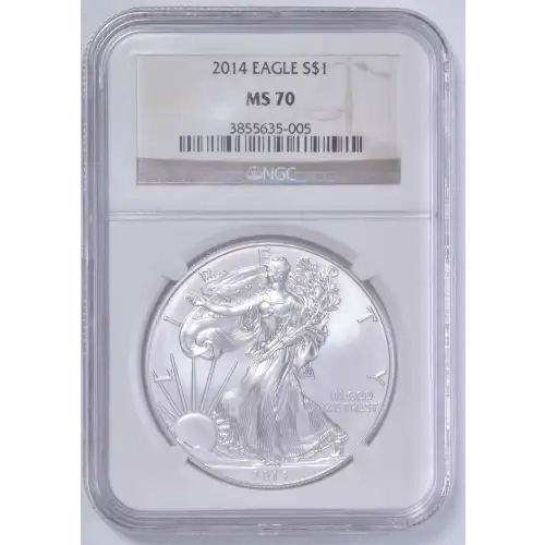 2014 1 oz Silver Eagle  S$1 NGC MS70 ( Label May Vary)