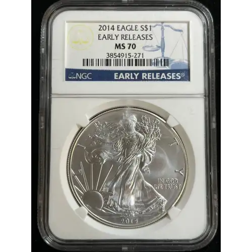 2014 1 oz Silver Eagle  S$1 NGC MS70 ( Label May Vary) (2)