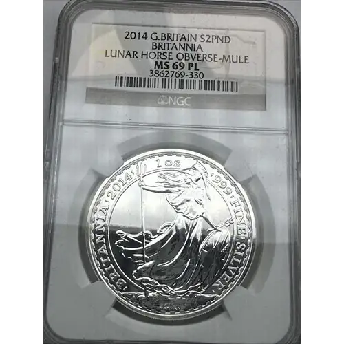 2014 BRITANNIA LUNAR HORSE OBVERSE-MULE PL