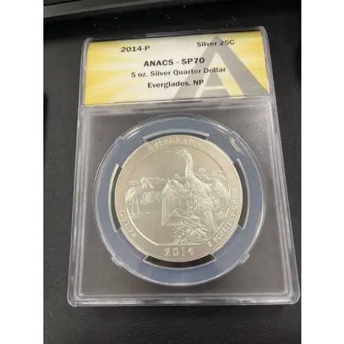 2014-P - ANACS - SP 70 - 5 oz Silver Quarter Dollar - Everglades, NP