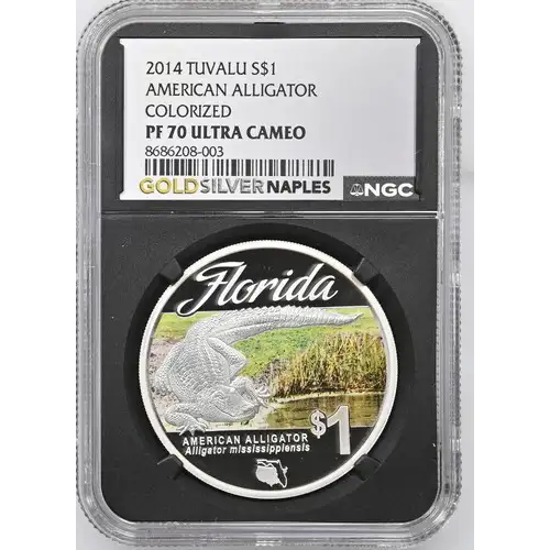 2014 TUVALU AMERICAN ALLIGATOR - COLORIZED PF70 UC