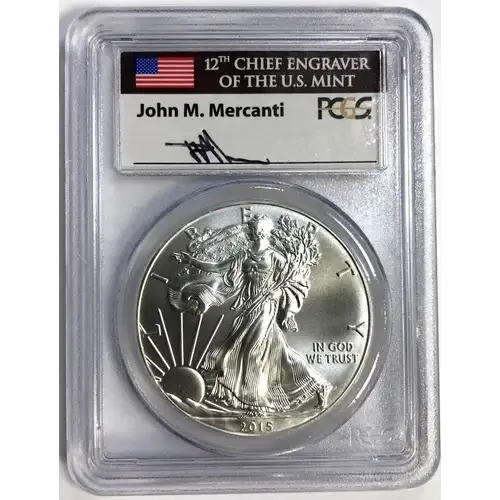 2015 $1 Silver Eagle First Strike Mercanti Signature