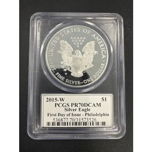 2015-W $1 Silver Eagle First Day of Issue - Philadelphia Mercanti Philadelphia, DCAM