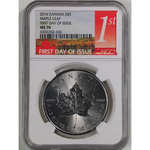 2016 CANADA MAPLE LEAF S$5 MS70
