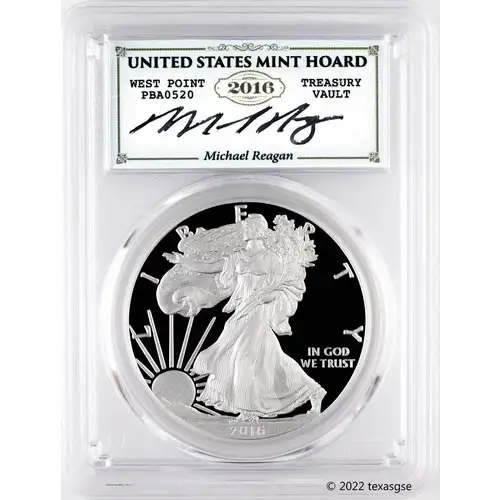 2016-W (2019) $1 Silver Eagle WP Mint Hoard 30th Ann Lettered Edge Reagan #105, DCAM