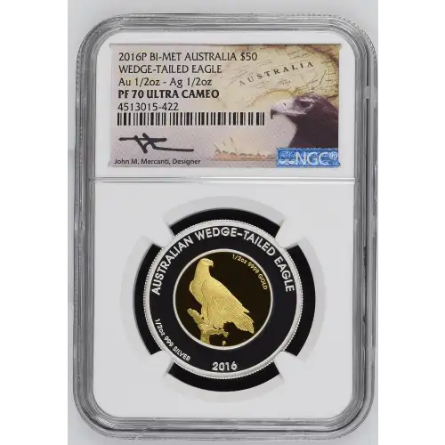2016P Bi-Met Wedge-Tailed Eagle Au 1/2oz - Ag 1/2oz ULTRA CAMEO (2)