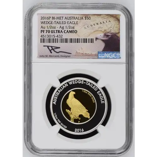 2016P Bi-Met Wedge-Tailed Eagle Au 1/2oz - Ag 1/2oz ULTRA CAMEO (2)