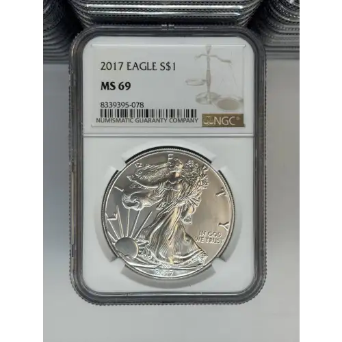 2017 1 oz Silver Eagle  NGC MS69 (LABEL MAY VARY) (3)